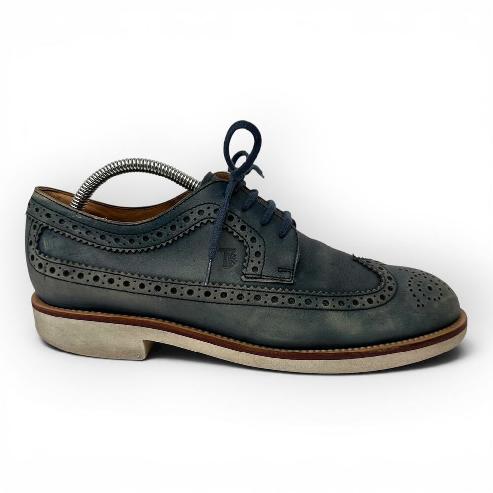Tods Mens 7.5 SINGLE Right Only Shoe Blue Wingtip Brogue Derby Oxford Amputee
